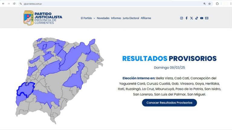 PJ Corrientes: Resultados Provisorios de la interna en 16 municipios