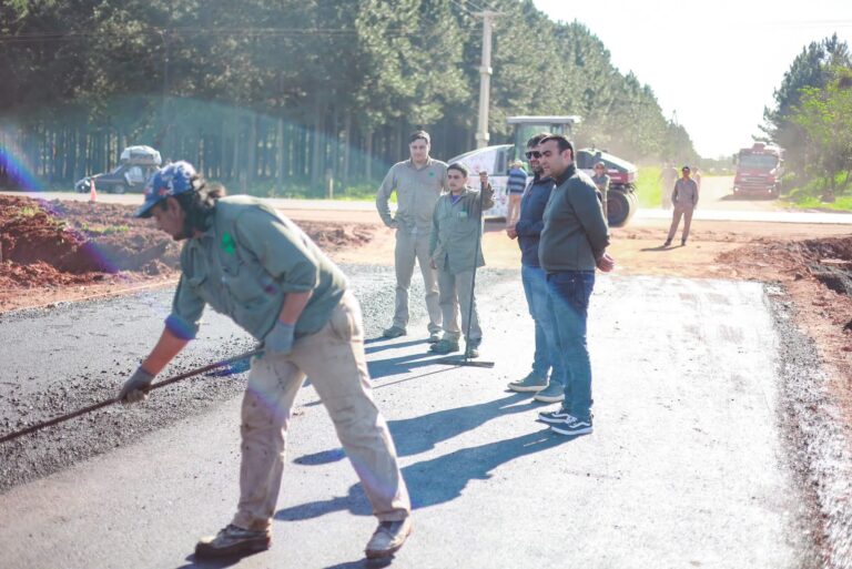 Avanza el asfaltado de la calle Ñandú en el acceso a moderno complejo industrial maderero