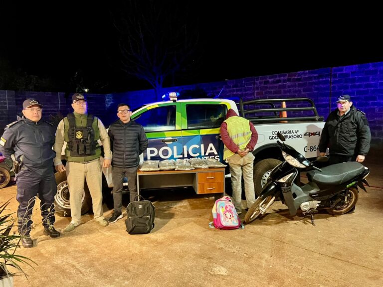 Operativo en Virasoro: detuvieron a un motociclista en la Ruta 37 con más de cinco kilos de marihuana en la mochila